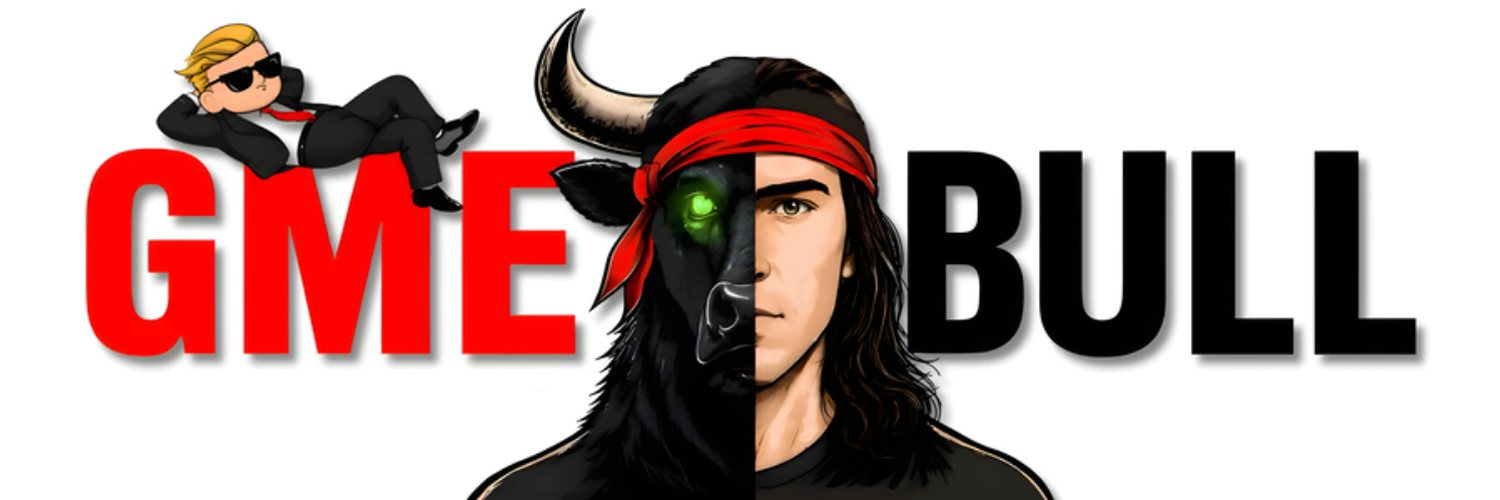 GME BULL — man and bull, red bandana